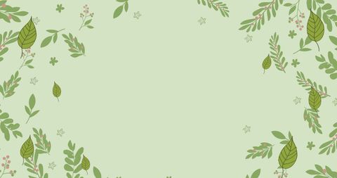 Nature inspired green leaf border on light background