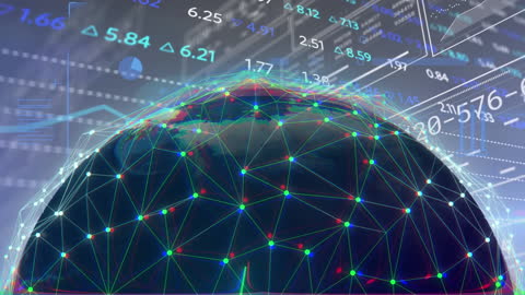 Global Connectivity Network Over Digital Globe with Stock Market Data
