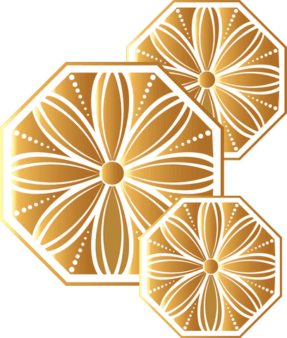 Luxurious gold octagon motifs with white florals