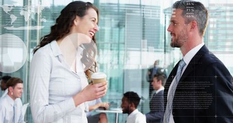 Diverse Professionals Engaged in Futuristic Business Interaction