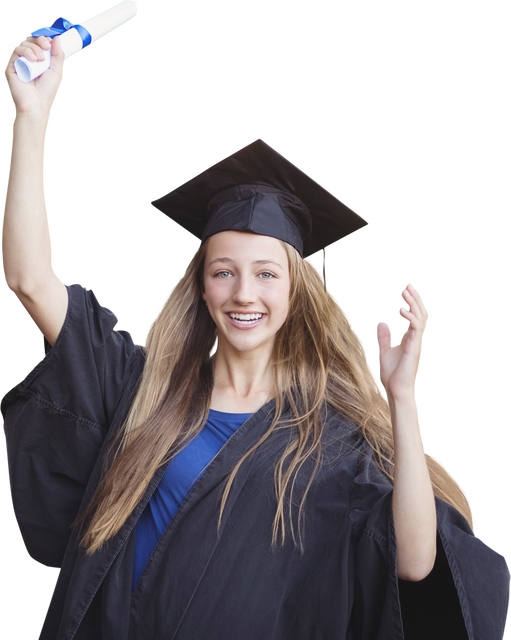 Transparent background smiling graduate female holding diploma celebrating - Download Free Stock Videos Pikwizard.com