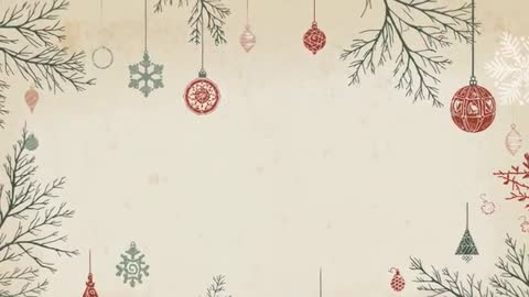 Festive Evergreen Border Swinging on Textured Beige Scene