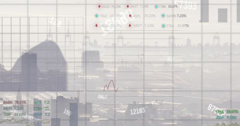Financial Data Overlay on Urban Skyline Illustrating Global Market Dynamics - Download Free Stock Images Pikwizard.com