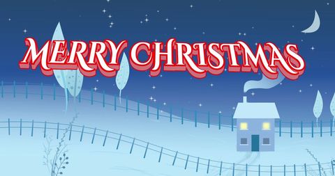 Christmas Greetings with Snowy Winter Landscape