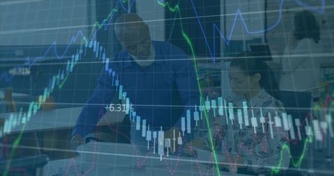 Business Professionals Analyzing Data in Modern Corporate Office