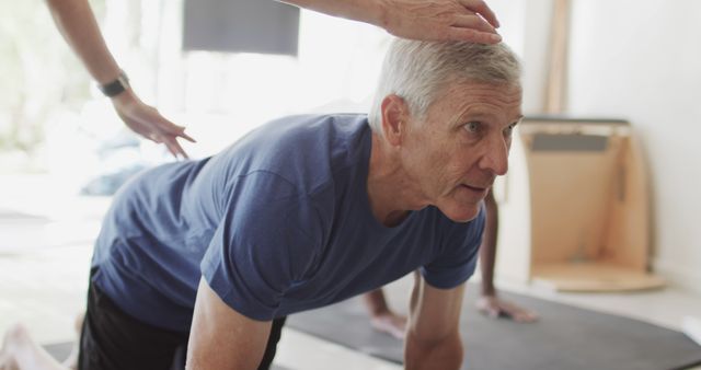 Senior Man Engaging in Mat Exercise at Home - Download Free Stock Images Pikwizard.com