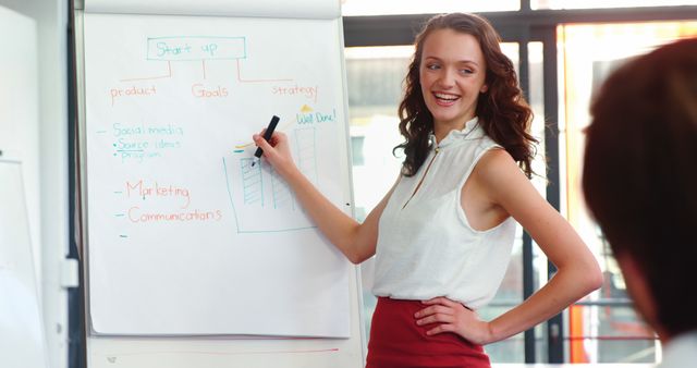 Confident Businesswoman Presenting Strategy to Team in Modern Office - Download Free Stock Images Pikwizard.com