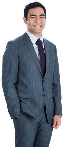 Transparent Background Smiling Businessman in Suit