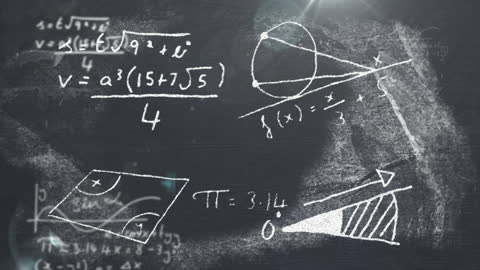 Mathematics Symbols on Chalkboard Highlighting Formulas and Shapes
