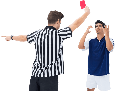 referee showing red card to frustrated soccer player on transparent background - Download Free Stock Videos Pikwizard.com