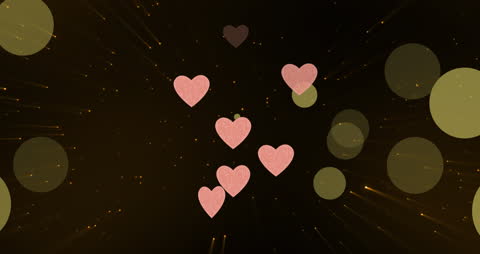 Romantic Floating Hearts with Light Trails Background