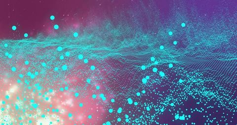 Turquoise digital waves against colorful space gradient