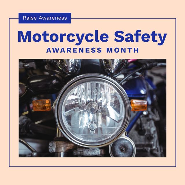 Motorcycle Safety Awareness Month Promotion with Close-Up of Motorcycle Light - Download Free Stock Templates Pikwizard.com