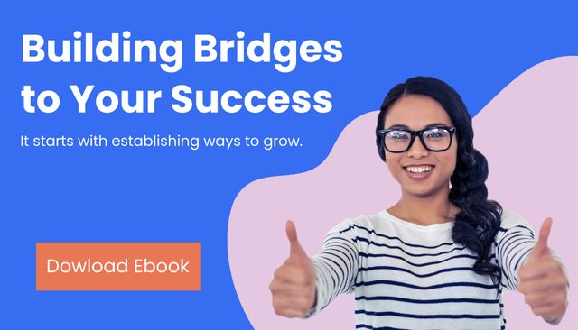 This image features a smiling Asian woman giving thumbs up, creating a positive and encouraging vibe. The text includes a download ebook call-to-action, making it ideal for ebook marketing campaigns. Useful for business growth planners, self-help guides, and promotional materials.