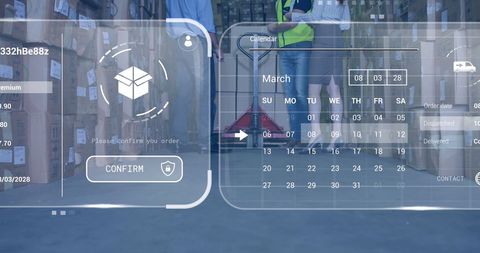 Digital Interface in Warehouse with Global Shipping Elements - Download Free Stock Images Pikwizard.com