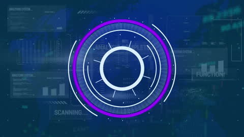 High-Tech Digital Interface with Scanning Radar and Data Visualization