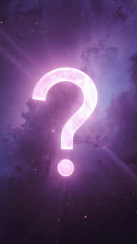 Revealing Neon Question Mark Hovering Over Violet Cosmic Nebula | Vertical Looping Motion Graphic