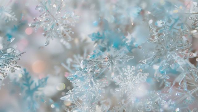 Translucent Snowflake Ornaments Reflecting in Soft Lights