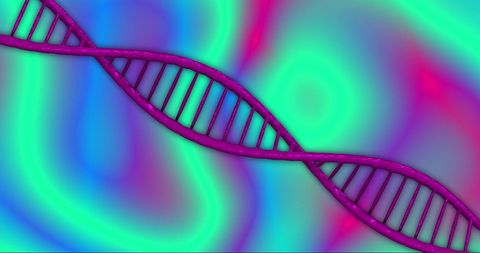 Vibrant DNA Strand with Abstract Multicolored Background