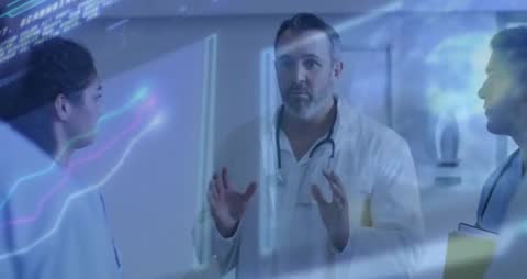 Doctor Discussing with Medical Team in Futuristic Setting