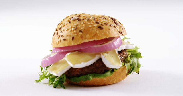 Gourmet Cheeseburger with Vegetables on Sesame Bun - Download Free Stock Images Pikwizard.com