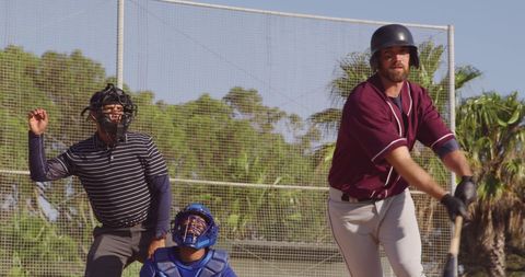 Baseball Players Hitting and Catching on Sunny Day - Download Free Stock Images Pikwizard.com