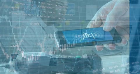 Digital Payment Technology Over Financial Data Background - Download Free Stock Images Pikwizard.com