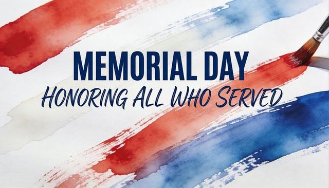 Memorial day watercolor flag brush strokes honoring all who served patriotic poster design