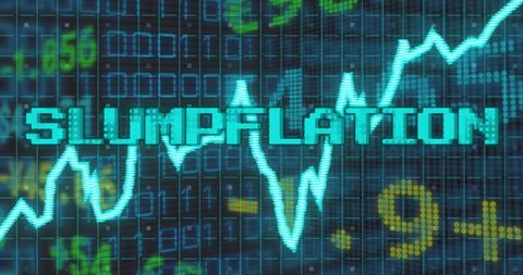 Slumpflation Concept Over Digital Data and Rising Graphs - Download Free Stock Images Pikwizard.com