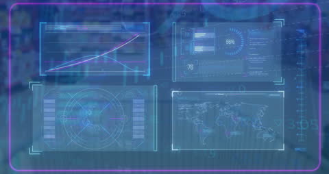 Futuristic Digital Data Interface Above Shopping Trolley