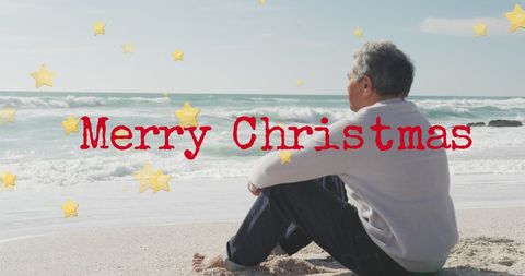 Senior Man Enjoying a Festive Christmas at the Beach - Download Free Stock Images Pikwizard.com