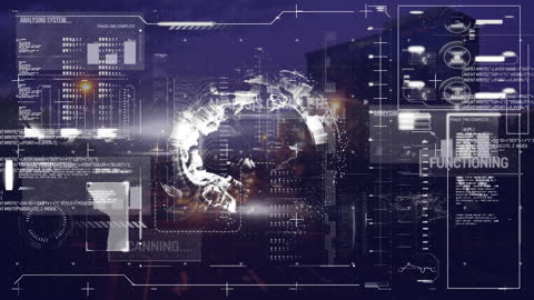 Futuristic Digital Interface with Global Data Analytics Overlay