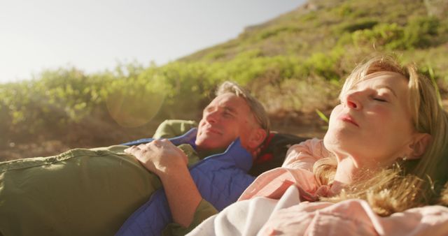 Senior Couple Relaxing in Nature Under Sunshine - Download Free Stock Images Pikwizard.com