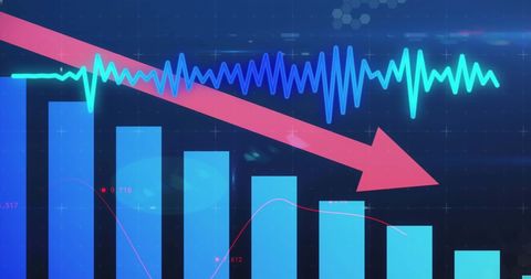 Declining financial graph with red arrow trend indicator