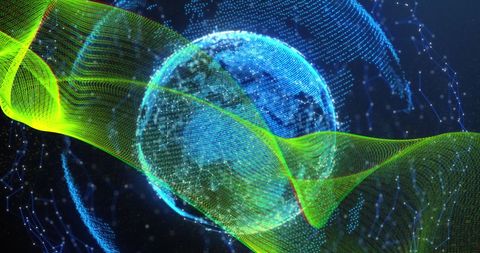 Digital Wave Interacting with Global Network in Technological Matrix - Download Free Stock Images Pikwizard.com