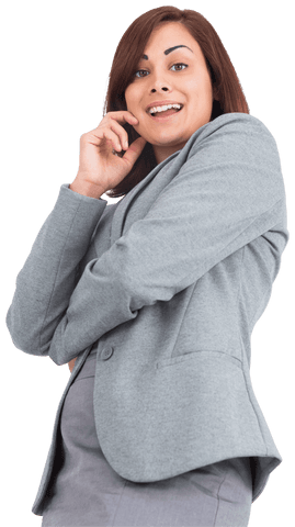 Happy Caucasian Businesswoman Posing on Transparent Background
