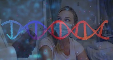 Patient Receiving Vaccine with Digital DNA Overlay