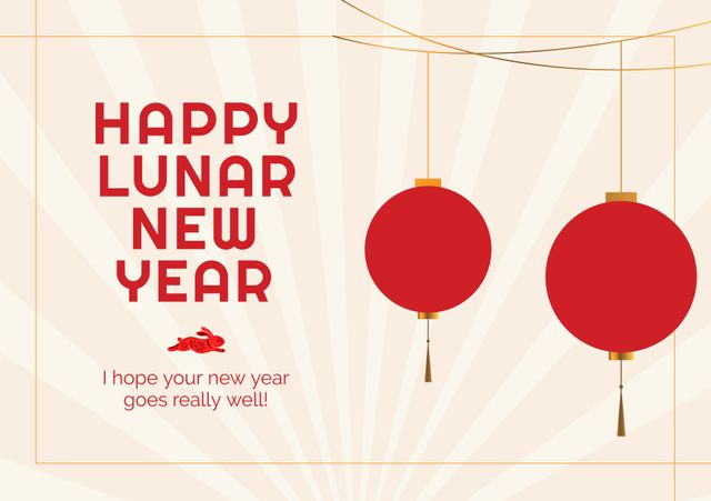 Composition of happy lunar new year text over decorations on beige background - Download Free Stock Videos Pikwizard.com
