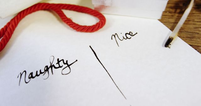 Naughty and Nice List Concept with Red Rope - Download Free Stock Images Pikwizard.com