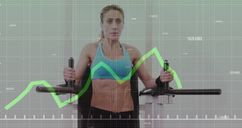 Fit Woman Exercising with Dynamic Data Overlay
