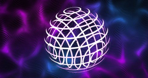 Abstract Globe Overlay on Vibrant Wavy Background - Download Free Stock Images Pikwizard.com