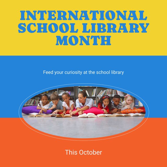 Ideal for promoting International School Library Month events and programs focused on fostering curiosity and love for reading among young students. Perfect for social media campaigns, educational websites, newsletters, and library posters to highlight the importance of school libraries in education.
