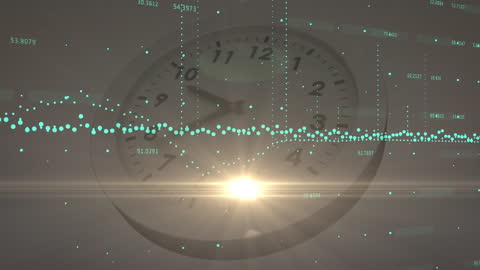 Futuristic Overlay of Clock with Financial Data Graph