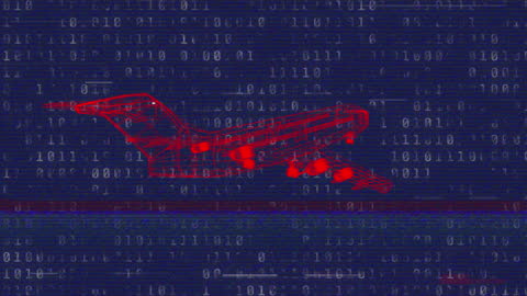 Digital Airplane Concept with Binary Code Overlay