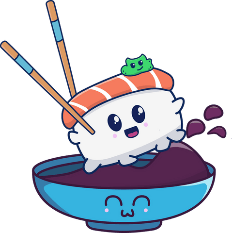 cute kawaii salmon nigiri with happy expression on transparent background - Download Free Stock Videos Pikwizard.com
