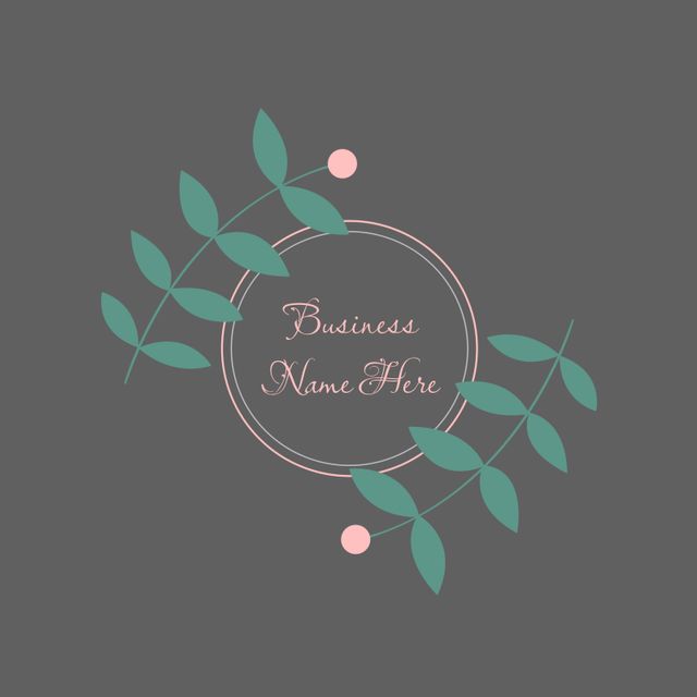 Elegant Logo Template with Green Leaves and Pink Accents - Download Free Stock Templates Pikwizard.com