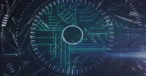 Futuristic Digital Interface with Glowing Circuitry