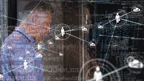 Businessman Examining Futuristic Digital Network Interface