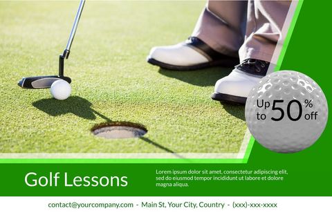 Golf Lessons Promotion with Close-Up Golf Ball Near Hole - Download Free Stock Templates Pikwizard.com