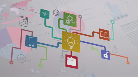 Digital Communication Technology with Media Icons